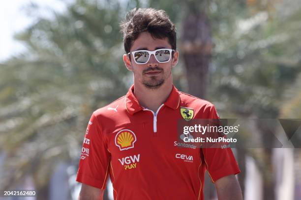 Charles Leclerc of Ferrari before practice 3 ahead of the Formula 1 Bahrain Grand Prix at Sakhir Circuit in Sakhir, Bahrain on March 1, 2024.