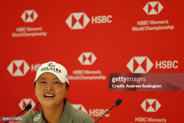 Jin Young Ko of South Korea speaks in a press conference prior to the HSBC Women's World Championship at Sentosa Golf Club on February 27, 2024 in...