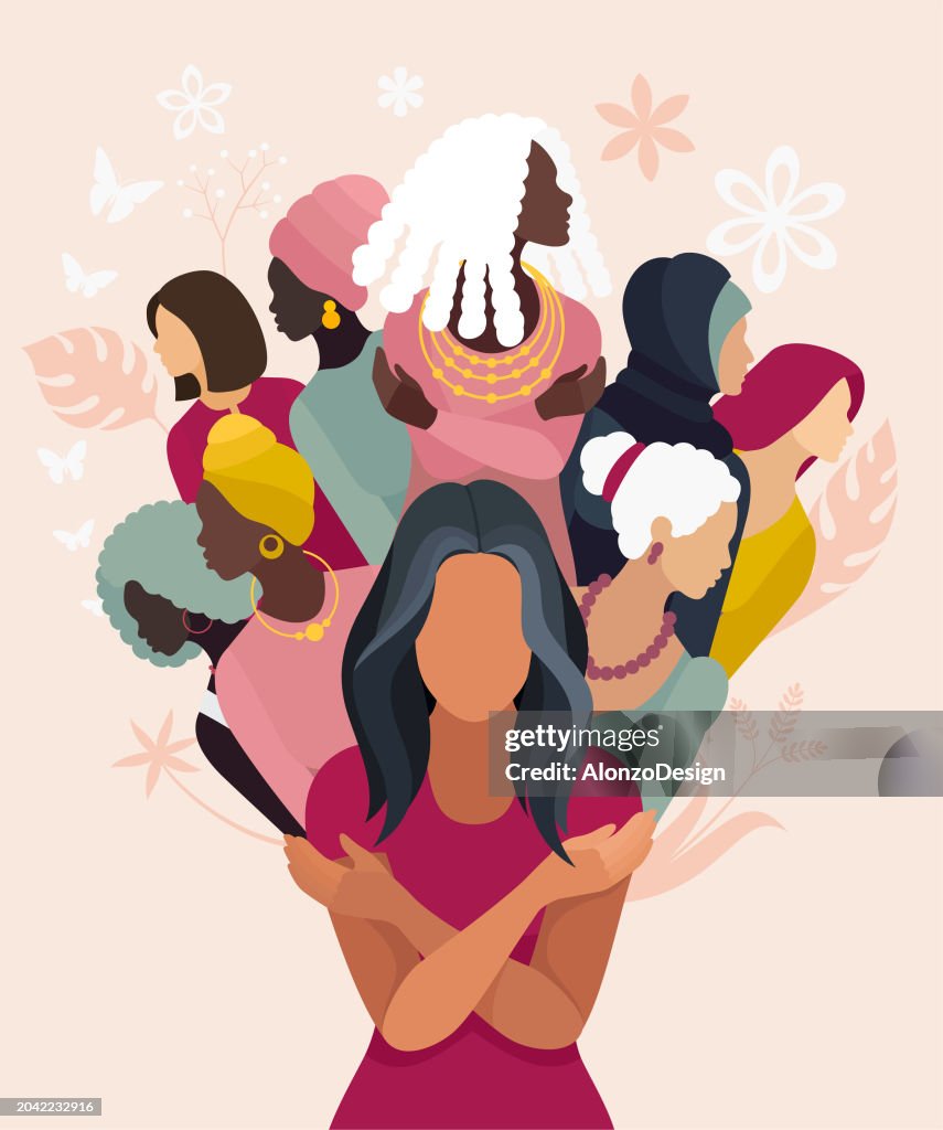Floral Harmony. Celebrating Women Worldwide with a Bouquet of Diversity. Embrace Equity.