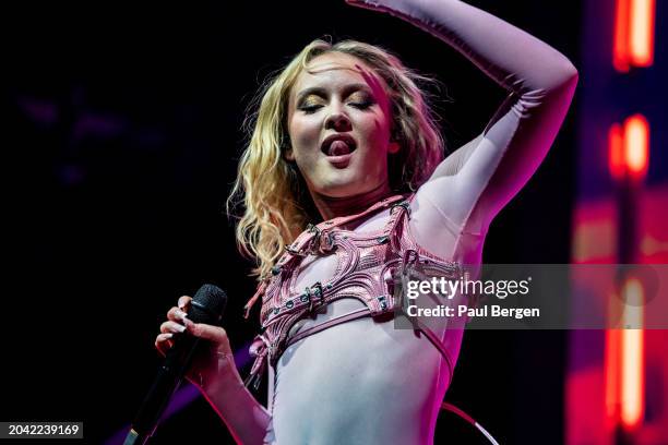 Zara Larsson performs on stage at Afas Live on February 26, 2024 in Amsterdam, Netherlands. .