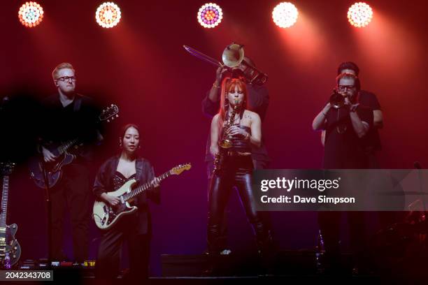 Members of the Jonas Brothers touring band play during the “Five Albums, One Night” Tour at Spark Arena on February 27, 2024 in Auckland, New Zealand.