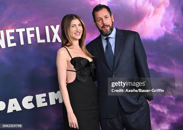 Jackie Sandler, Adam Sandler attend the Photocall for Netflix's "Spaceman" at The Egyptian Theatre Hollywood on February 26, 2024 in Los Angeles,...