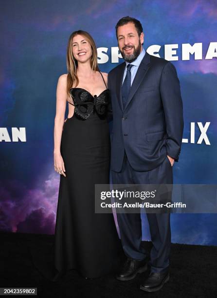 Jackie Sandler, Adam Sandler attend the Photocall for Netflix's "Spaceman" at The Egyptian Theatre Hollywood on February 26, 2024 in Los Angeles,...