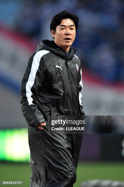 Head coach Yoon Jong-hwan of Cerezo Osaka is seen during the J.League J1 match between Cerezo Osaka and Yokohama F.Marinos at Yanmar Stadium Nagai on...