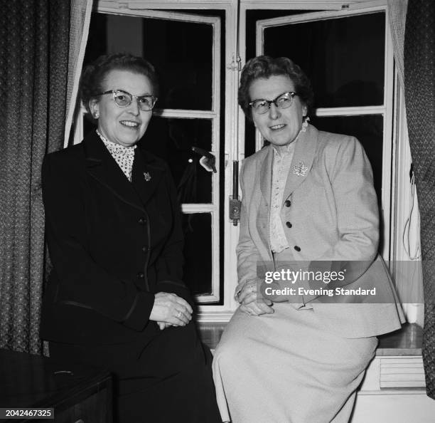 Canadian lawyer Helen Kinnear , left, with her sister Jennie Kinnear, July 23rd 1955.