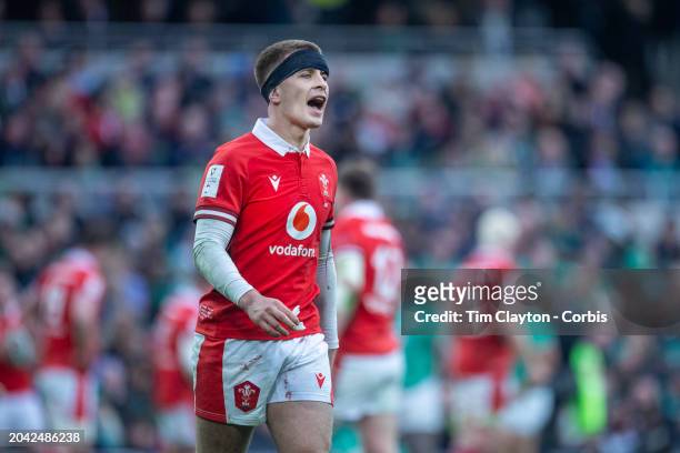 February 24: Cameron Winnett of Wales during the Ireland V Wales, Six Nations rugby union match at Aviva Stadium on February 24 in Dublin, Ireland.