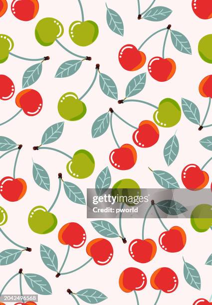 cherry seamless pattern . - cherry background stock illustrations