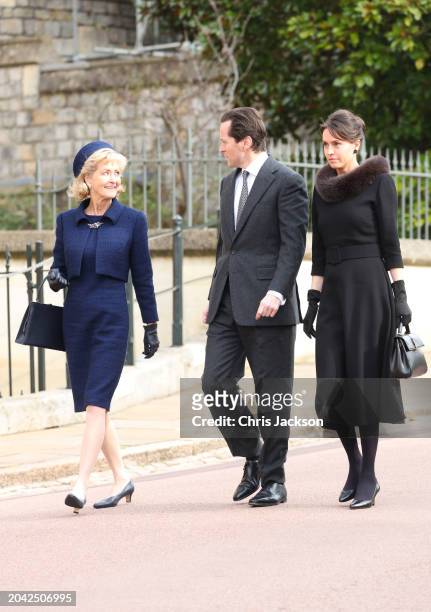 Penelope Knatchbull, Countess Mountbatten of Burma, Thomas Hooper and Lady Alexandra Hooper attend the Thanksgiving Service for King Constantine of...
