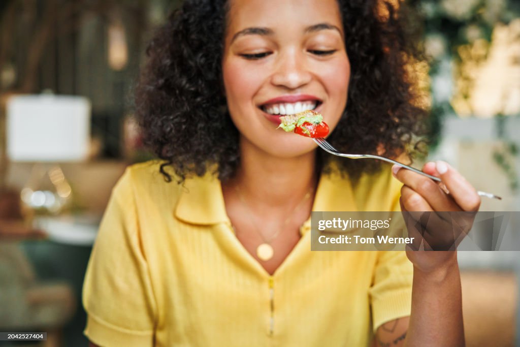 Savoring a Fresh Salad Bite