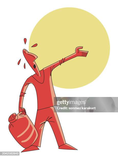 global warming and thirst - famine stock illustrations