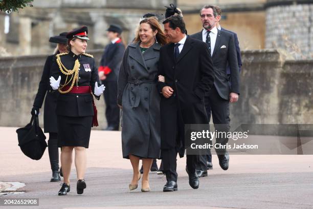 Princess Alexia of Greece and Denmark, Carlos Morales and Prince Nikolaos of Greece and Denmark attend the Thanksgiving Service for King Constantine...