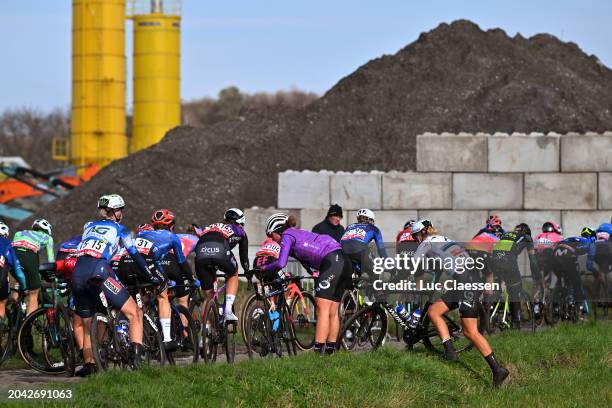 Beatrice Pozzobon of Italy and Team Bepink - Bongioann, Laura Lizette Sander of Estonia and AG Insurance - Soudal Team after being involved in a...
