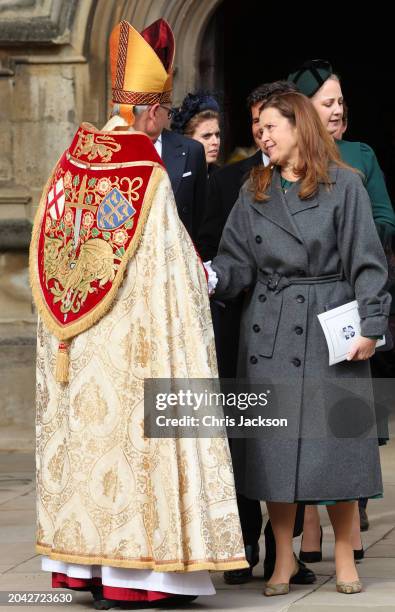 Princess Alexia of Greece and Denmark departs the Thanksgiving Service for King Constantine of the Hellenes at St George's Chapel on February 27,...