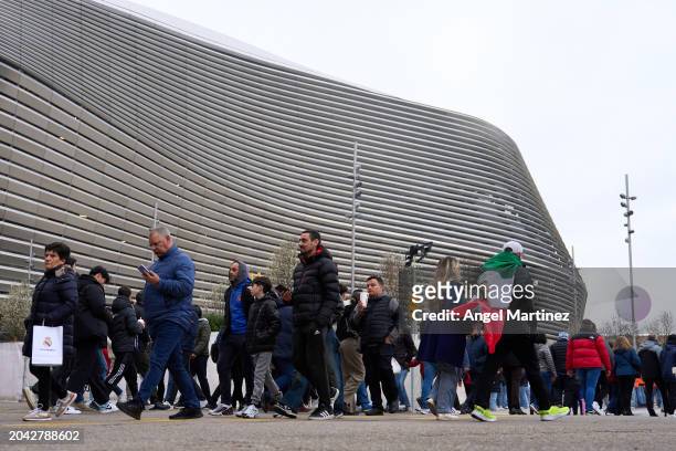 General view outside the stadium prior to the LaLiga EA Sports match between Real Madrid CF and Sevilla FC at Estadio Santiago Bernabeu on February...