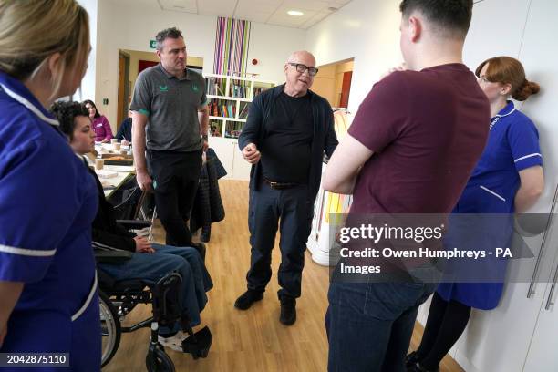 Dire Straits star Mark Knopfler, and Newcastle United ambassador Steve Harper meet nurses and staff, during a visit to the Teenage Cancer Trust ward,...