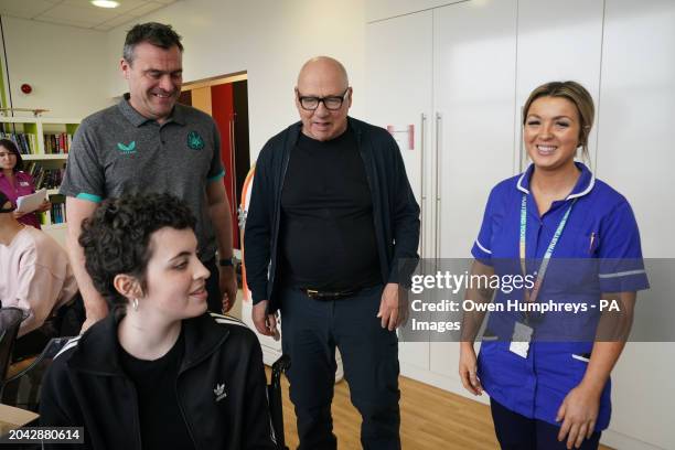 Dire Straits star Mark Knopfler, and Newcastle United ambassador Steve Harper meet nurses and staff, during a visit to the Teenage Cancer Trust ward,...