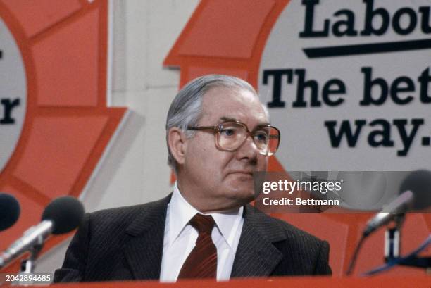 British Prime Minister James Callaghan holding a press conference ahead of an election, London, April 9th 1979. A general election was held on May...