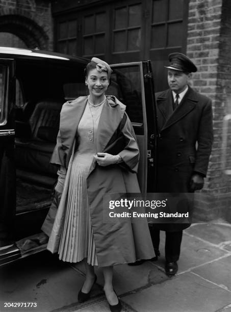 English ballerina Margot Fonteyn arriving at her new home, the Panamanian embassy at Thurloe Place in Knightsbridge, London, March 18th 1955. Fonteyn...