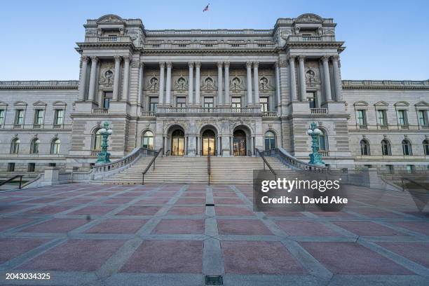 Plaza and steps lead to the Thomas Jefferson Building of the Library of Congress on February 26 in Washington, DC.