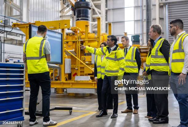 Britain's Prime Minister Rishi Sunak , Britain's Scotland Secretary Alister Jack and Britain's Energy Security and Net Zero Secretary Claire Coutinho...