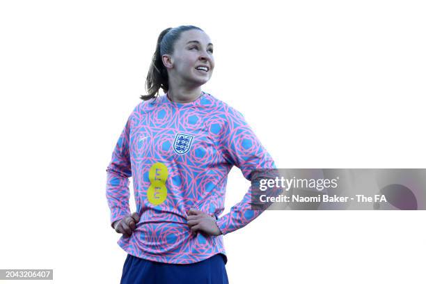 Niamh Charles of England looks on prior to the Women's international friendly match between England and Italy at Estadio Nuevo Mirador Algeciras,...