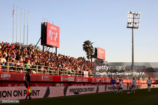 General view inside the stadium during the Women's international friendly match between England and Italy at Estadio Nuevo Mirador Algeciras, Spain...