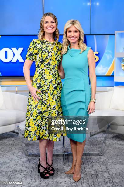 Savannah Guthrie with host Ainsley Earhardt as she visits "Fox & Friends" to discuss her new book "Mostly What God Does: Reflections on Seeking and...