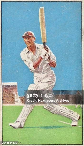 Collectible tobacco or cigarette card, 'Champions' series, published in 1935 by Gallaher Ltd to promote Park Drive Cigarettes, depicting famous...