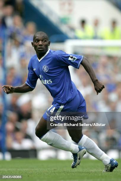 August 15: Geremi of Chelsea running during the Premier League match between Chelsea and Manchester United at Stamford Bridge on August 15, 2004 in...