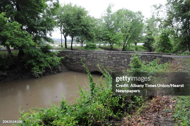 Path of the Corning Preserve that stretches between the state water intake to the south and the tidal ponds to the north on Tuesday, June 11, 2013 in...