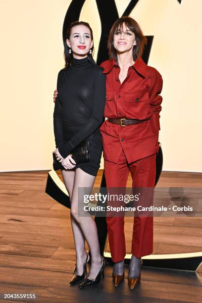 Alice Attal and Charlotte Gainsbourg attends the Saint Laurent Womenswear Fall/Winter 2024-2025 show as part of Paris Fashion Week on February 27,...