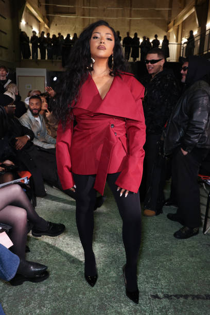 Wejdene attends the Laruicci Womenswear Fall/Winter 2024-2025 show as part of Paris Fashion Week on February 27, 2024 in Paris, France.