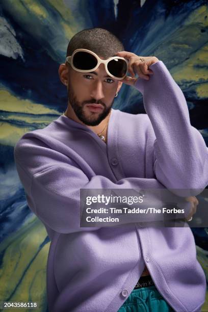 Rapper/singer Bad Bunny is photographed for Forbes Magazine on September 17, 2023 in New York City. PUBLISHED IMAGE. CREDIT MUST READ: Tim Tadder/The...