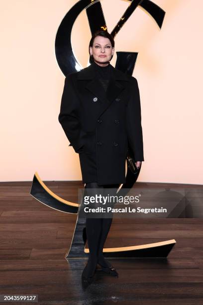 Linda Evangelista attends the Saint Laurent Womenswear Fall/Winter 2024-2025 show as part of Paris Fashion Week on February 27, 2024 in Paris, France.