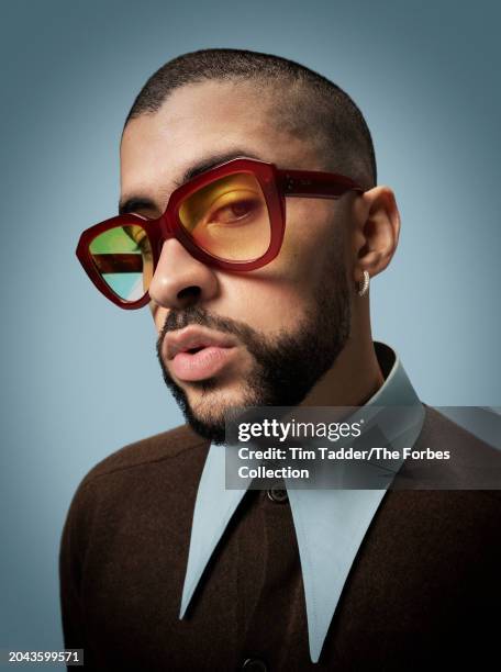 Rapper/singer Bad Bunny is photographed for Forbes Magazine on September 17, 2023 in New York City. PUBLISHED IMAGE. CREDIT MUST READ: Tim Tadder/The...