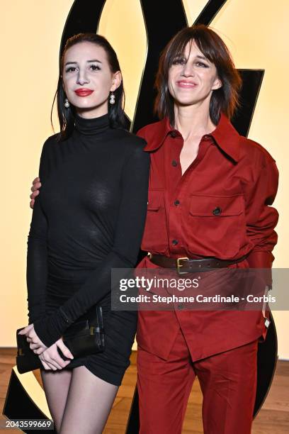 Alice Attal and Charlotte Gainsbourg attends the Saint Laurent Womenswear Fall/Winter 2024-2025 show as part of Paris Fashion Week on February 27,...