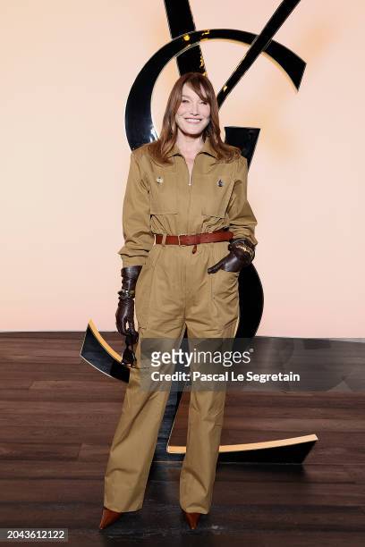Carla Bruni attends the Saint Laurent Womenswear Fall/Winter 2024-2025 show as part of Paris Fashion Week on February 27, 2024 in Paris, France.