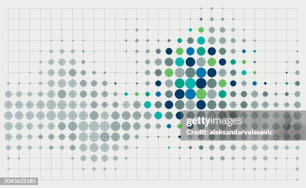 illustrazioni stock, clip art, cartoni animati e icone di tendenza di astratto multicolore mezzitoni punteggiato sfondo - collegare i puntini