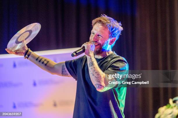 Latin GRAMMY artist Noel Schajris speaks onstage during Latin GRAMMY In The Schools on February 27, 2024 in Memphis, Tennessee.