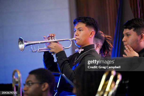 Students perform during Latin GRAMMY In The Schools on February 27, 2024 in Memphis, Tennessee.