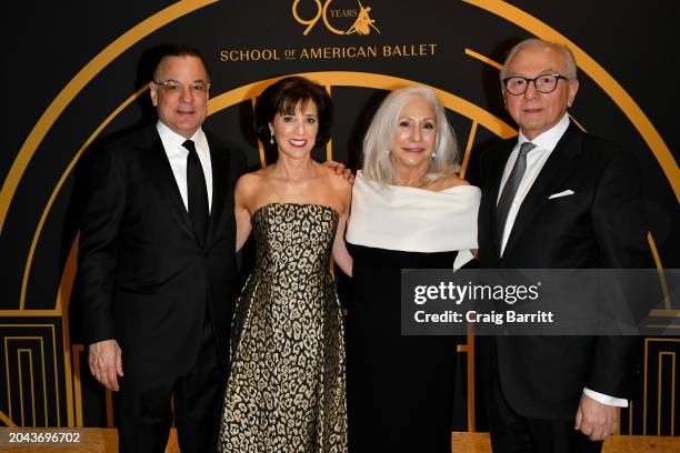 Steve Abreu, Kellie Johnson Abreu, Leslie Gibin and Umberto Gibin attend the School Of American Ballet 90th Anniversary Ball at David H. Koch Theater...