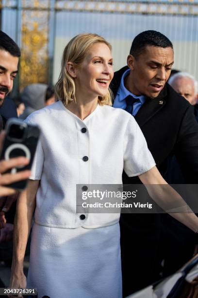 Kelly Rutherford is seen outside Dior during the Womenswear Fall/Winter 2024/25 as part of Paris Fashion Week on February 27, 2024 in Paris, France.