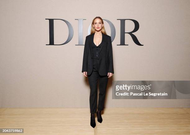 Jennifer Lawrence attends the Christian Dior Womenswear Fall/Winter 2024-2025 show as part of Paris Fashion Week on February 27, 2024 in Paris,...