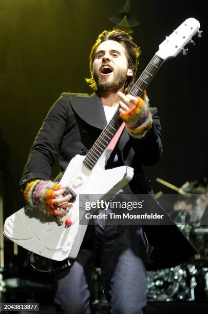 Jared Leto of 30 Seconds to Mars performs during Live 105's Not So Silent Night at Oracle Arena on December 11, 2009 in Oakland, California.