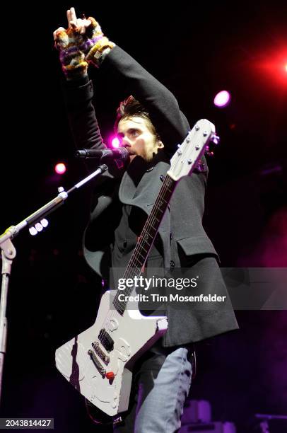 Jared Leto of 30 Seconds to Mars performs during Live 105's Not So Silent Night at Oracle Arena on December 11, 2009 in Oakland, California.