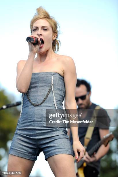 Emily Haines of Metric performs during Live 105's BFD at Shoreline Amphitheatre on June 6, 2009 in Mountain View, California.