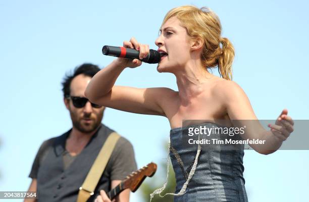 Emily Haines of Metric performs during Live 105's BFD at Shoreline Amphitheatre on June 6, 2009 in Mountain View, California.