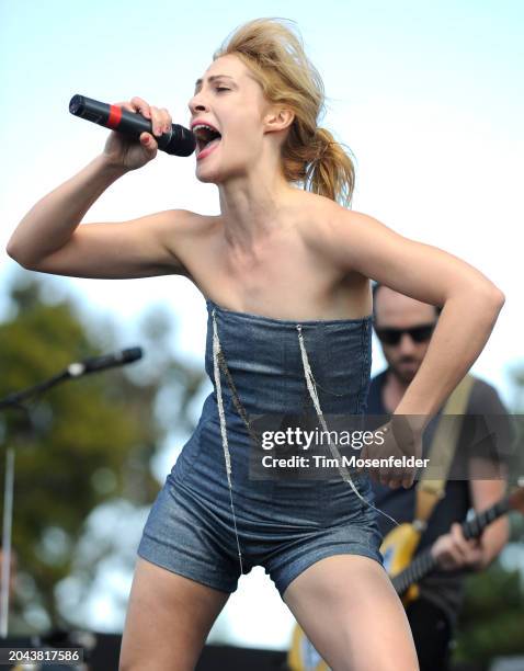 Emily Haines of Metric performs during Live 105's BFD at Shoreline Amphitheatre on June 6, 2009 in Mountain View, California.