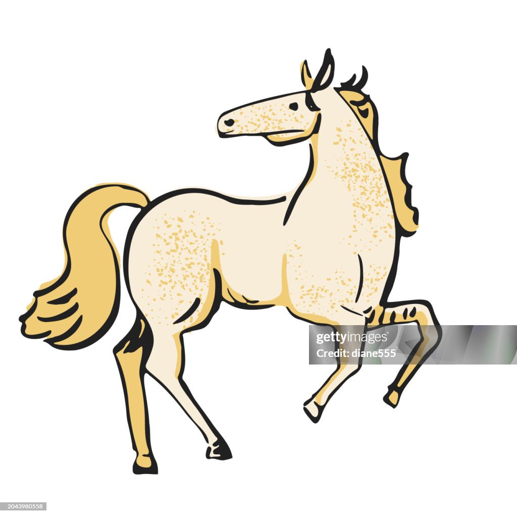 Hand Drawn Doodled Horse On A Transparent Background