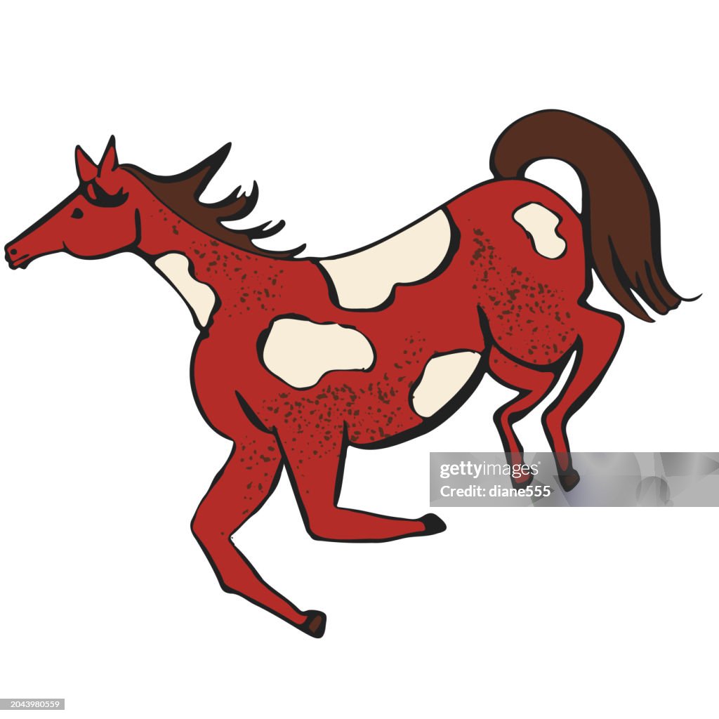 Hand Drawn Doodled Horse On A Transparent Background